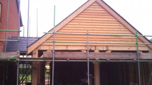 Larch cladding on gables